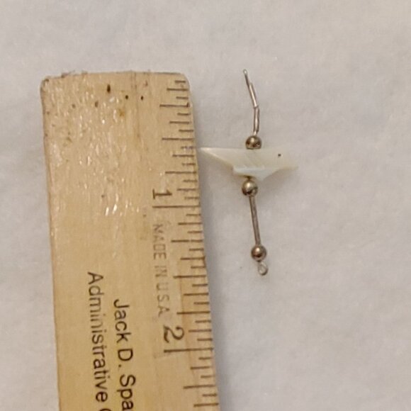 Native American Sterling Fetish Mother Of Pearl Birds Liquid Silver Earings - Picture 4 of 4